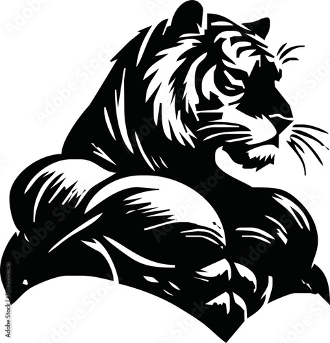 Wallpaper Mural Strong and angry Tiger. The wild animal has huge muscles.vector logo or mascot for boxing team. Torontodigital.ca