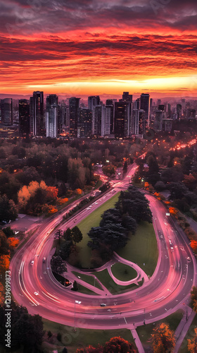 Cityscape at Sunset with Vi...