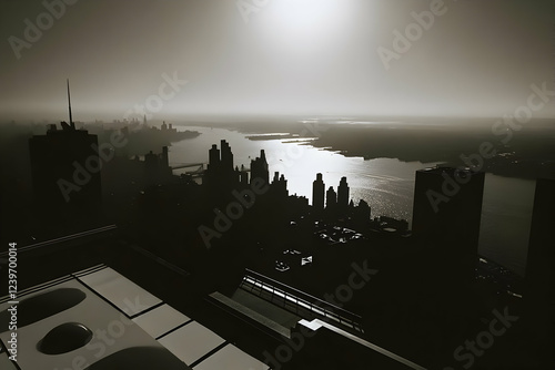 Silhouetted Cityscape Overl...