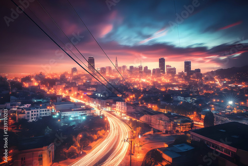 Vibrant Cityscape Illuminat...