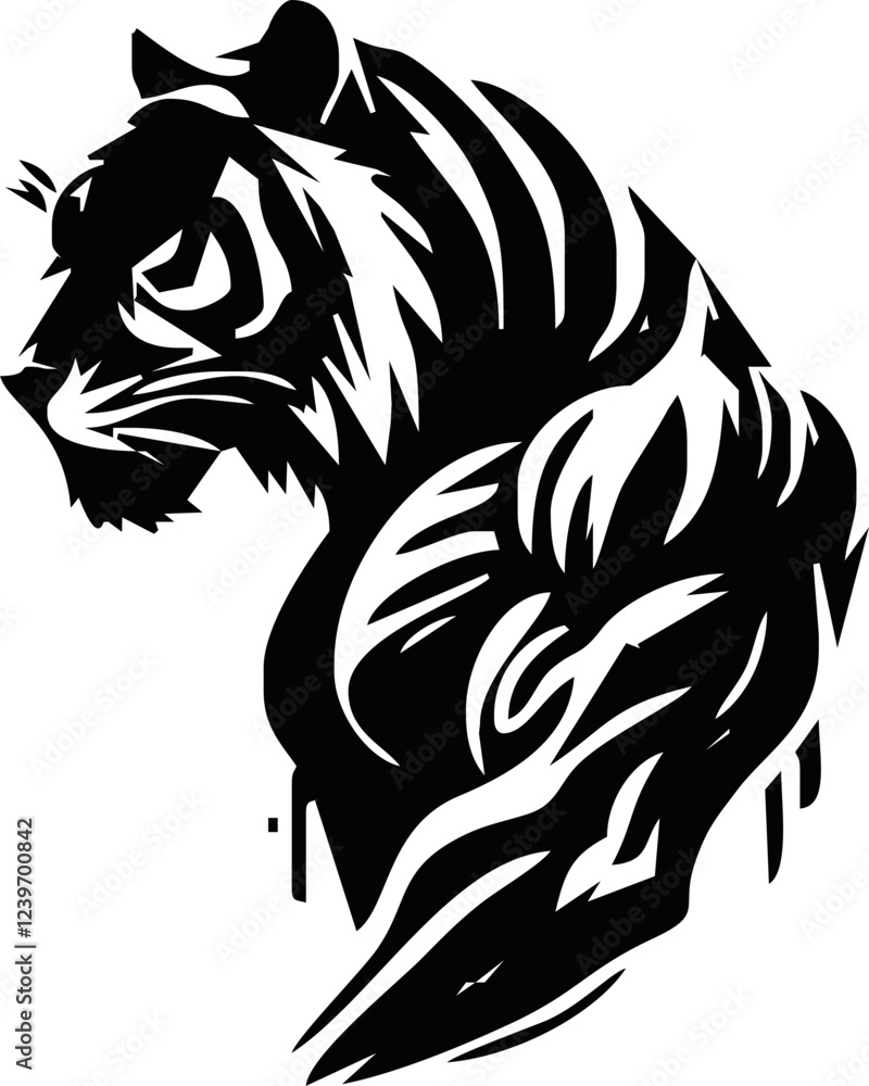 Strong and angry Tiger. The wild animal has huge muscles.vector logo or mascot for boxing team. Strong and angry Tiger. The wild animal has huge muscles.vector logo or mascot for boxing team.