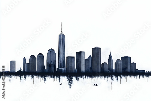 Cityscape Silhouette Reflec...