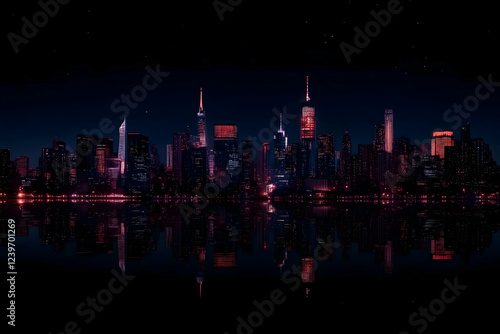 Cityscape Reflects in Dark ...
