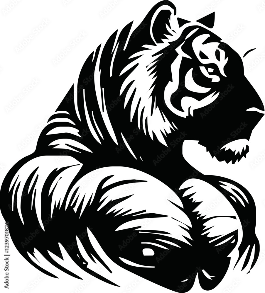 Strong and angry Tiger. The wild animal has huge muscles.vector logo or mascot for boxing team. Strong and angry Tiger. The wild animal has huge muscles.vector logo or mascot for boxing team.
