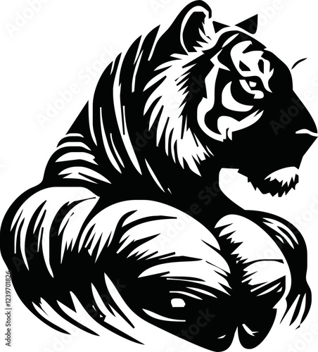 Wallpaper Mural Strong and angry Tiger. The wild animal has huge muscles.vector logo or mascot for boxing team. Torontodigital.ca
