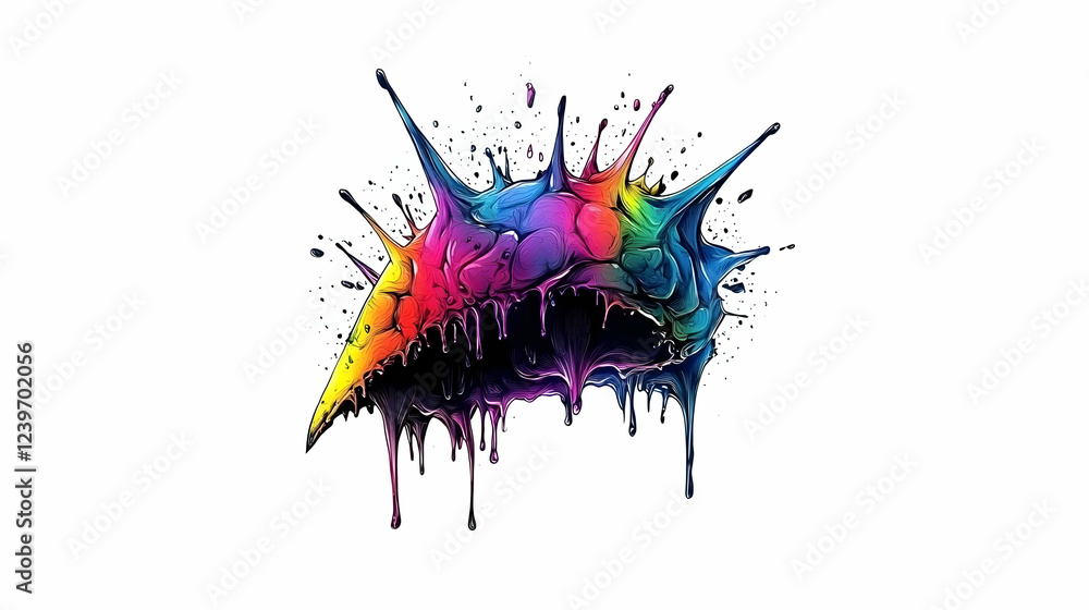 Obraz premium Vibrant Paint Splash Explodes with Dripping Colors on White Background