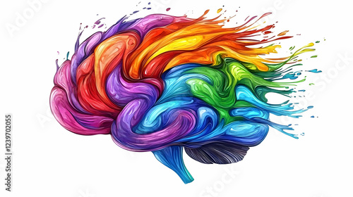 Colorful Brain Illustration...