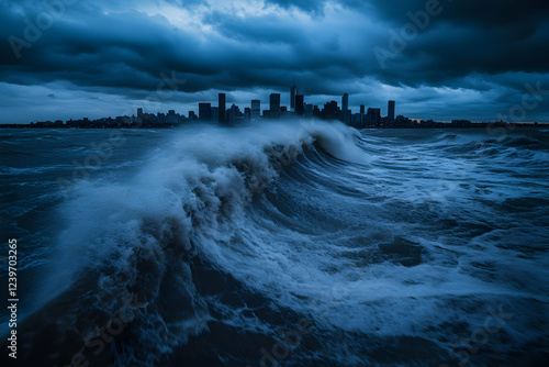 Ocean Wave Crashes near Cit...