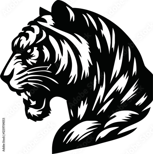 Strong and angry Tiger. The wild animal has huge muscles.vector logo or mascot for boxing team.