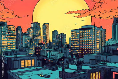 Cityscape illustration show...