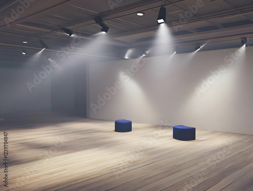 Empty Gallery Room with Bla...