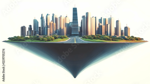 Modern Cityscape Rests on I...