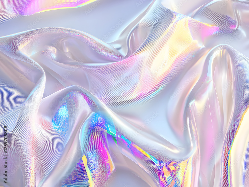Obraz premium Draped Iridescent Fabric with Grid Pattern