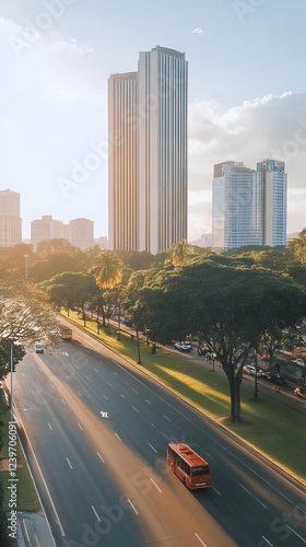 Elevated view of city stree...