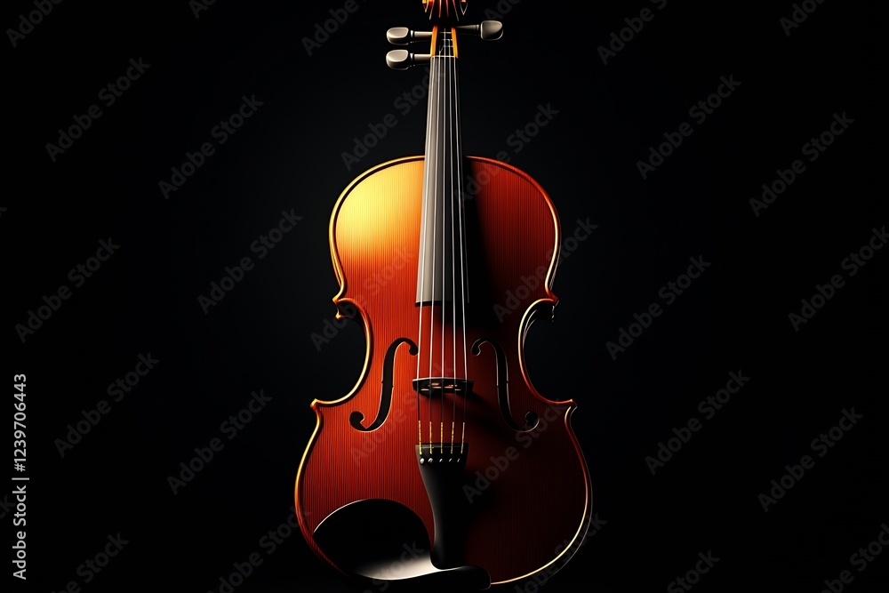 Beautifully Crafted Violin Glowing Against a Dark Backdrop Highlighting Its Features : Generative AI Beautifully Crafted Violin Glowing Against a Dark Backdrop Highlighting Its Features : Generative AI