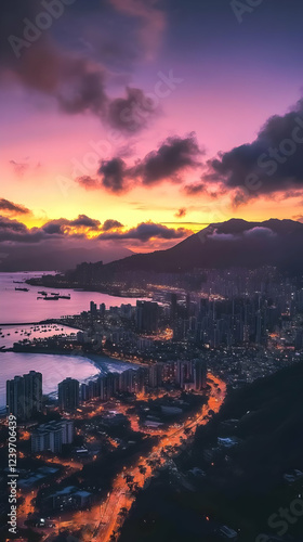Coastal Cityscape Illuminat...