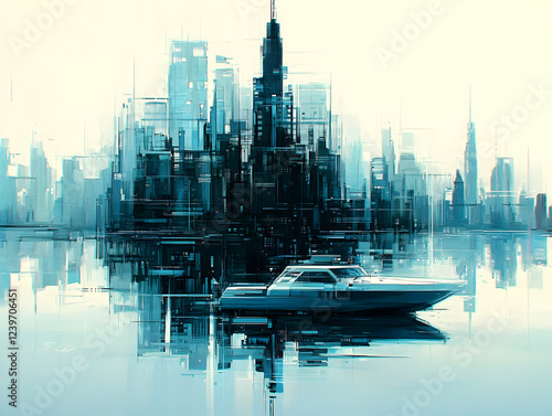 Abstract Cityscape with Boa...