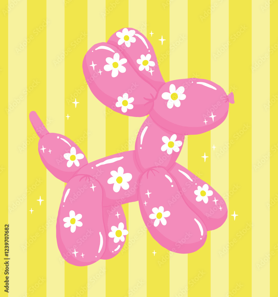 Groovy Balloon Dog liked shape Daisy in Bold Vibrant Pastel Minimalist Flat Design set Groovy Balloon Dog liked shape Daisy in Bold Vibrant Pastel Minimalist Flat Design set