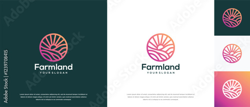 Farmland logo design. Farmland landscape logo template. Farm logo symbol icon