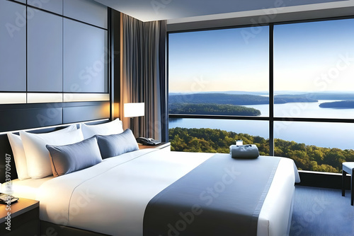 Modern Hotel Room Overlooks...