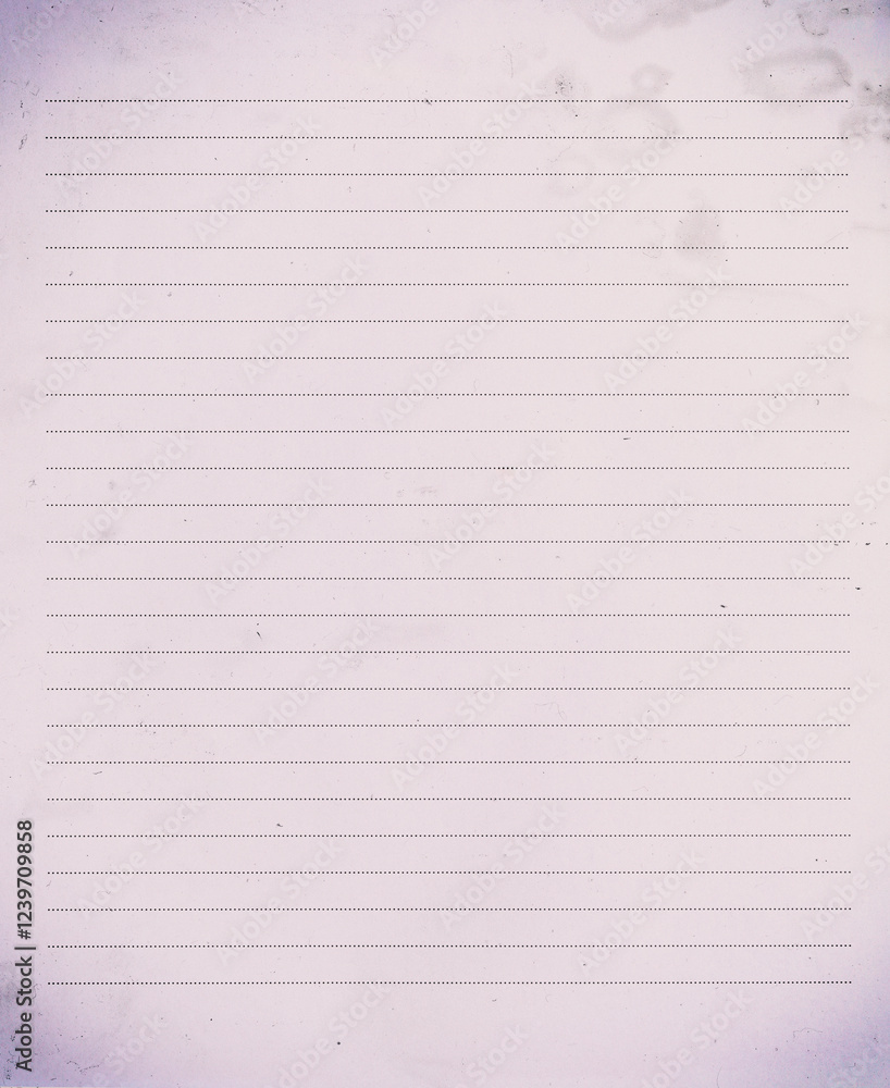 Blank lined dirty paper background, empty white paper.