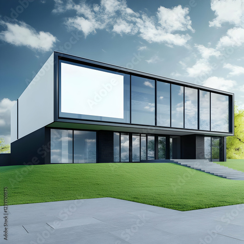 Modern house with blank bil...