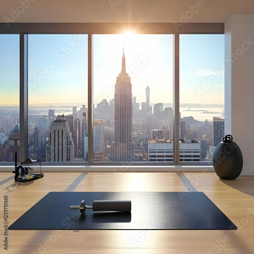 Modern Home Gym Overlooking...