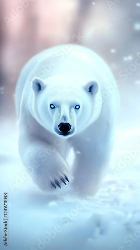 Polar Bear Walks Through Sn...