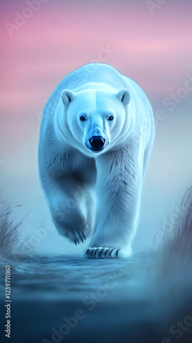 Polar Bear Walks Through Ic...