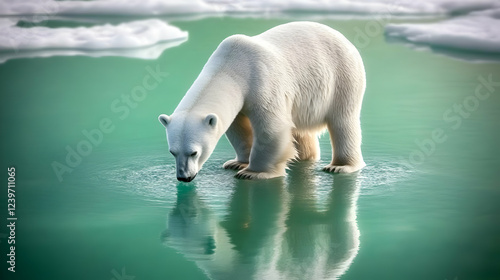Polar Bear Drinks from Icy ...
