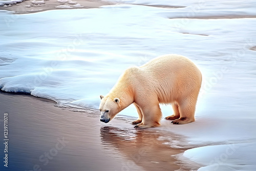 Polar Bear Drinks from Icy ...