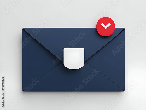 3D Blue Envelope Displays a...