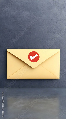 3D Yellow Envelope with Red...