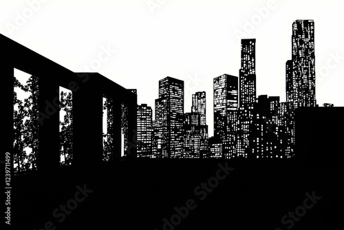 Black and White Cityscape I...
