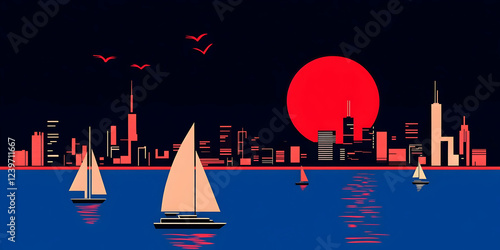 Sailboats Glide Across Wate...