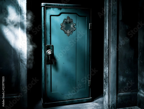 Mysterious Blue Door Ajar i...