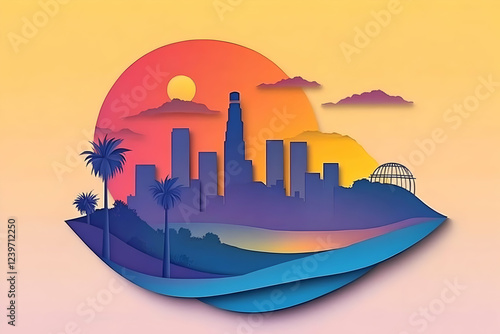 Layered Paper Cityscape Ill...
