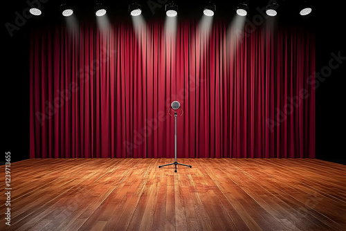 Empty Stage with Microphone...