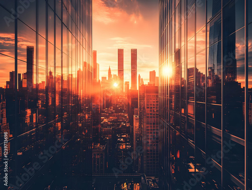 Modern Cityscape Reflects a...