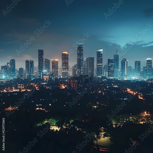 Illuminated cityscape displ...