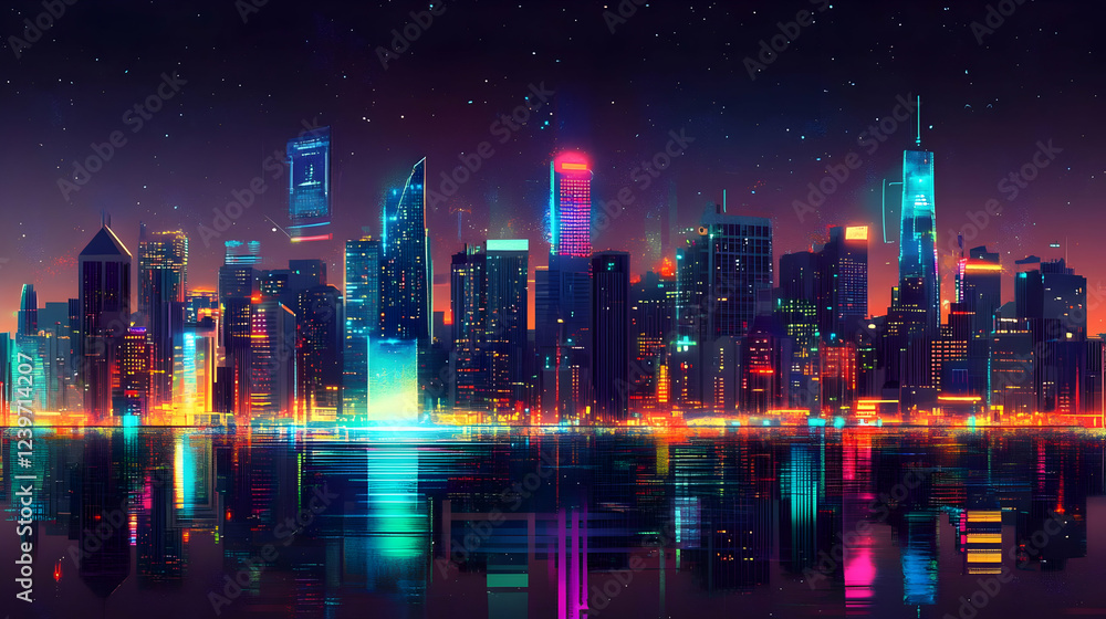 Fototapeta premium singapore city skyline at night