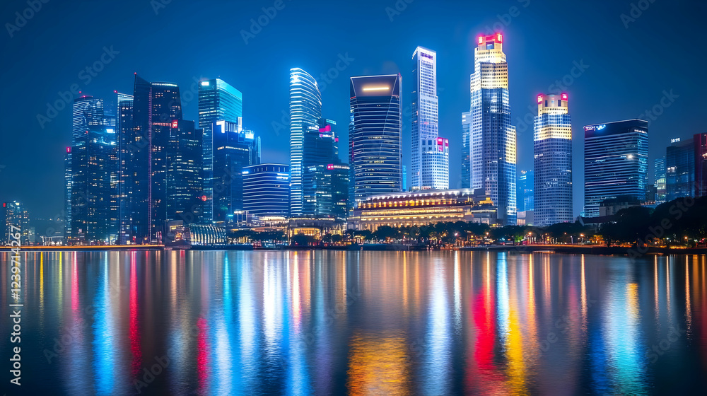 Fototapeta premium singapore city skyline at night