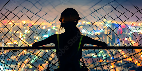 Silhouetted Construction Wo...