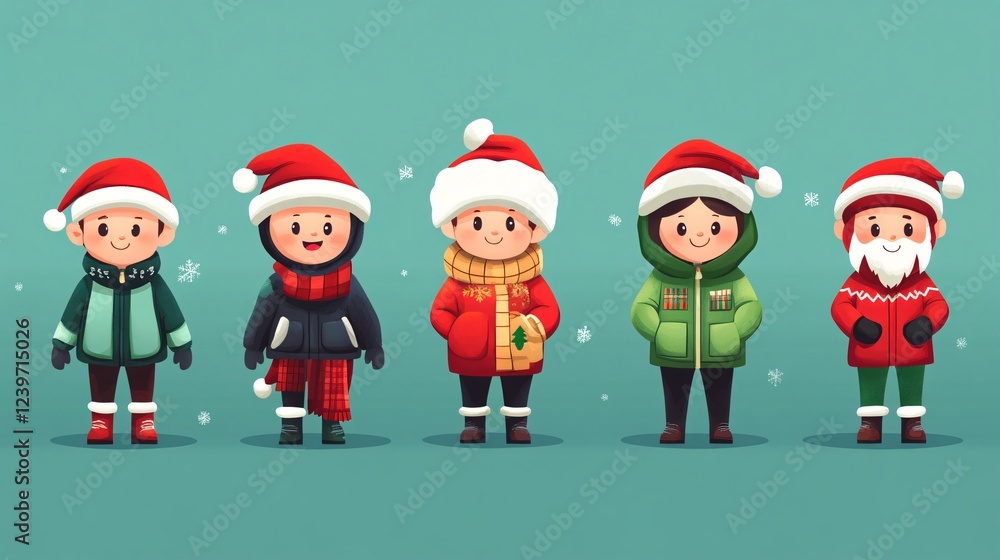 Vibrant and Festive Christmas Cartoon Character with Winter Accessories for Holiday Marketing and Greetings Vibrant and Festive Christmas Cartoon Character with Winter Accessories for Holiday Marketing and Greetings