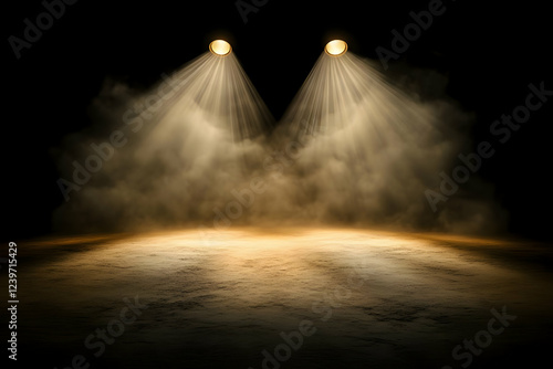 Two spotlights illuminate a...