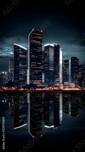 Cityscape at Night Reflects...