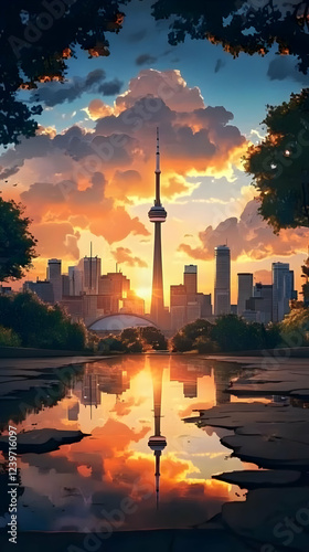 Cityscape Reflects in Water...