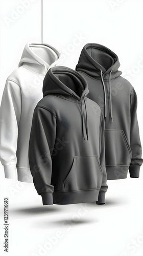 Three Hoodies Hanging on St...