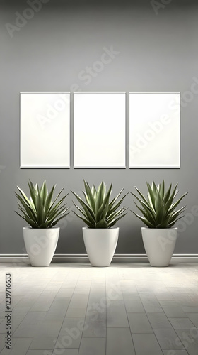 Three Blank Canvases on a G...