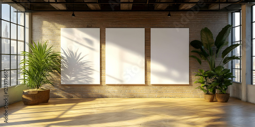 Three Blank Canvases Hang o...